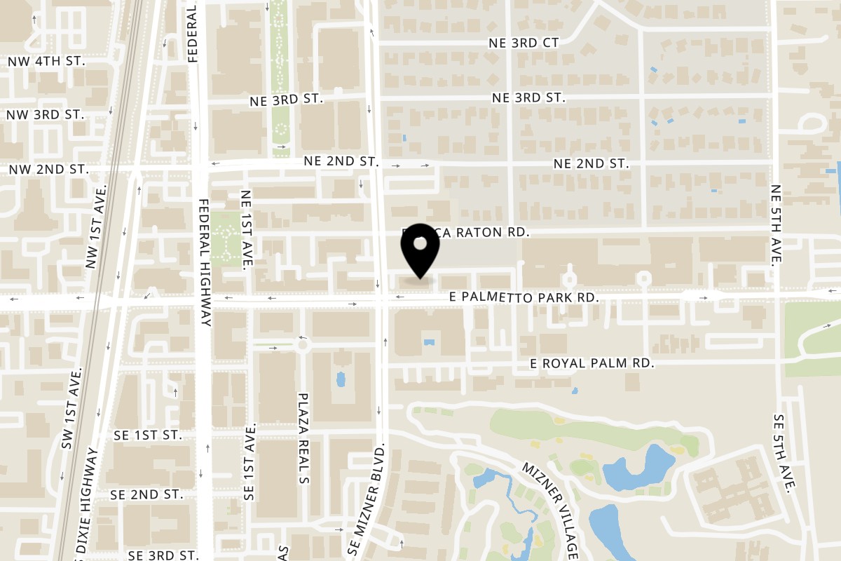 Map showing the location of Nori Thai on 217 E Palmetto Park Rd in Boca Raton